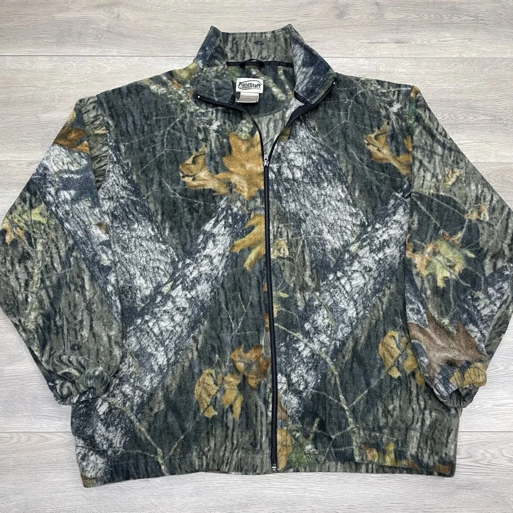 Fieldstaff By Mossy Oak Sleeve Full Zip Jacket Men Sz L Outdoor Hunting Camo